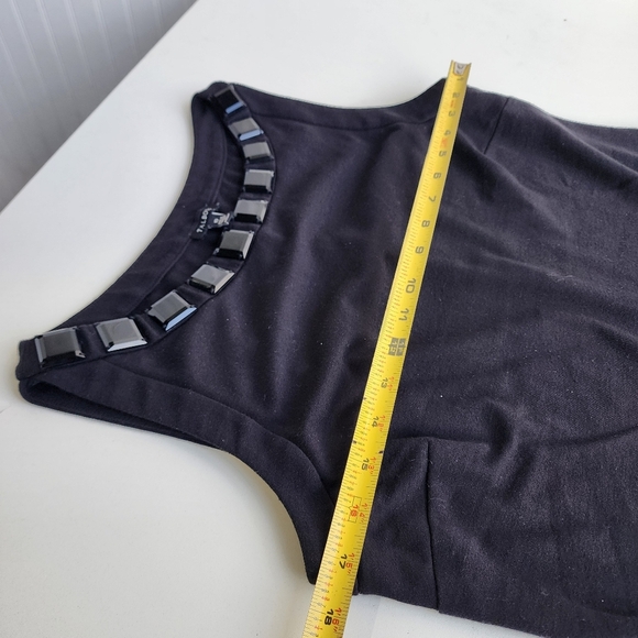 Talbots Black Gem Neck Sleeveless Shift Midi Sleveless Stretch Dress Sz 10 - Picture 11 of 16